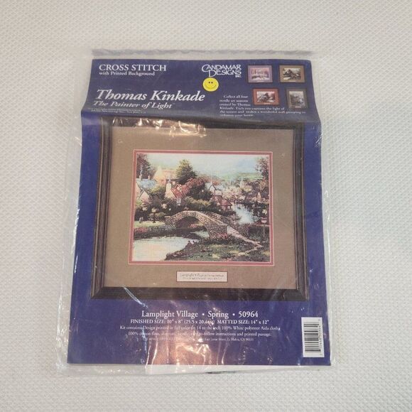 2000 Vintage Candamar Thomas Kinkade Lamplight Village Cross Stitch Kit Craft - Picture 2 of 4